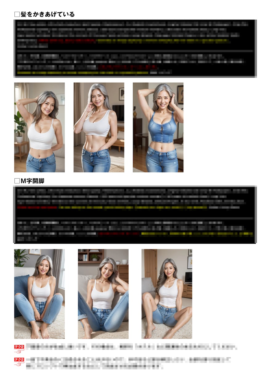 特別なポーズのAI美女生成プロンプトを販売します グラビアのような動きのある特別なポーズが生成できます イメージ3