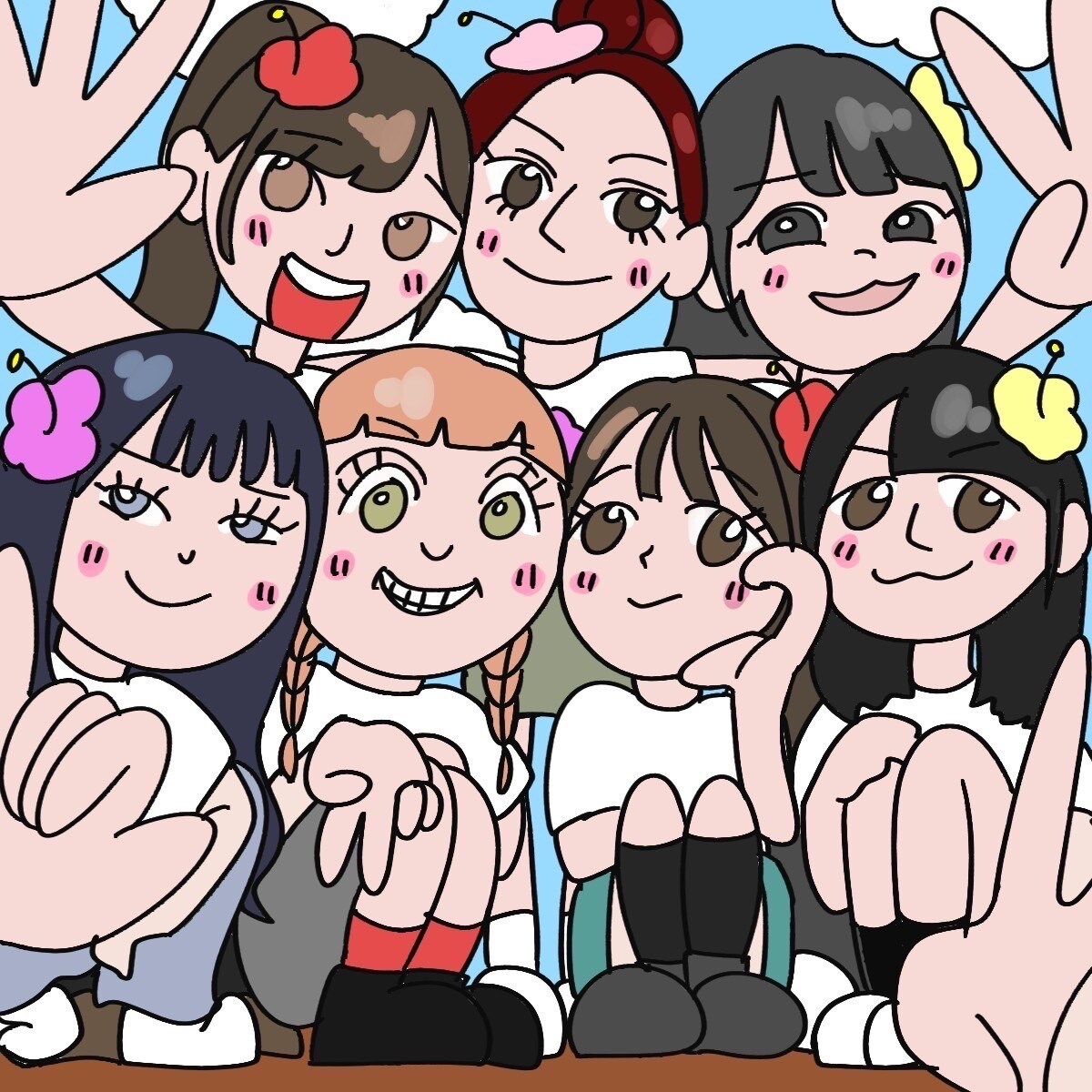 似顔絵描きます！複数人一緒にいるイラストも可◎ます 思い出に♡似顔絵描きます！1~8人まで イメージ1