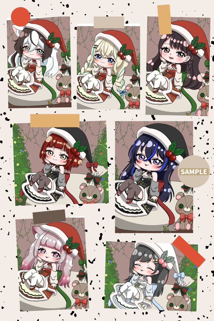 クリスマス量産イラスト作成します 選べる衣装とパーツで既存の立ち絵などを元にSDを作成します！ イメージ1