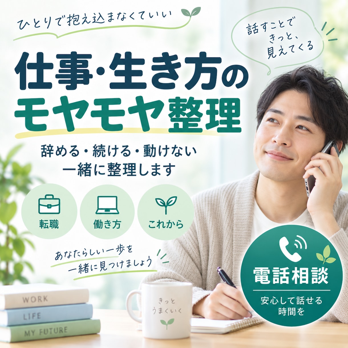 仕事・生き方のモヤモヤを一緒に整理します 辞める・続ける・動けない。まず状況をほどきます イメージ1