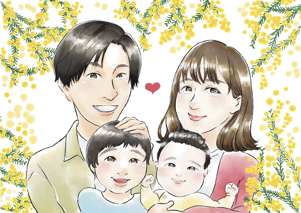漫画タッチでふんわり優しい似顔絵描きます 漫画からアニメ風まで様々なタッチに描き分けます イメージ1