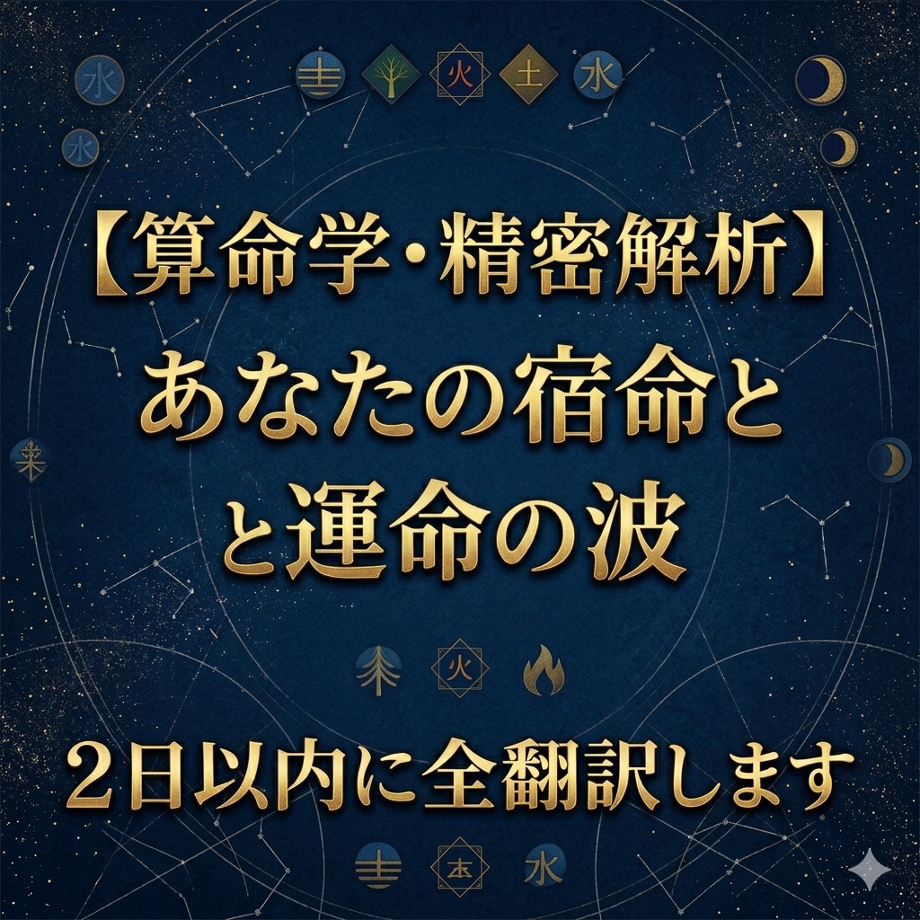算命学・精密解析〜宿命と運命の波 全翻訳します あなたの才能・転機・天中殺を、算命学で精密に読み解きます イメージ1
