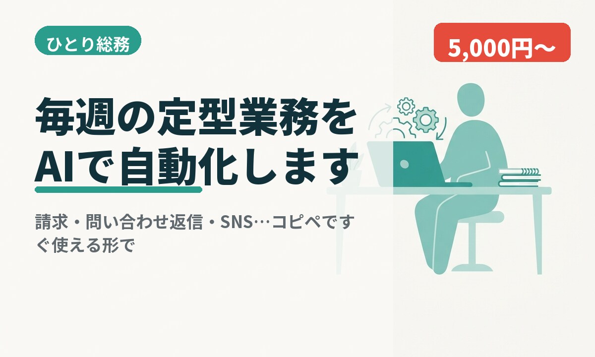 あなたの定型業務1つをAIで自動化します 請求や問い合わせ返信などの定型作業をAIで自動化します イメージ1