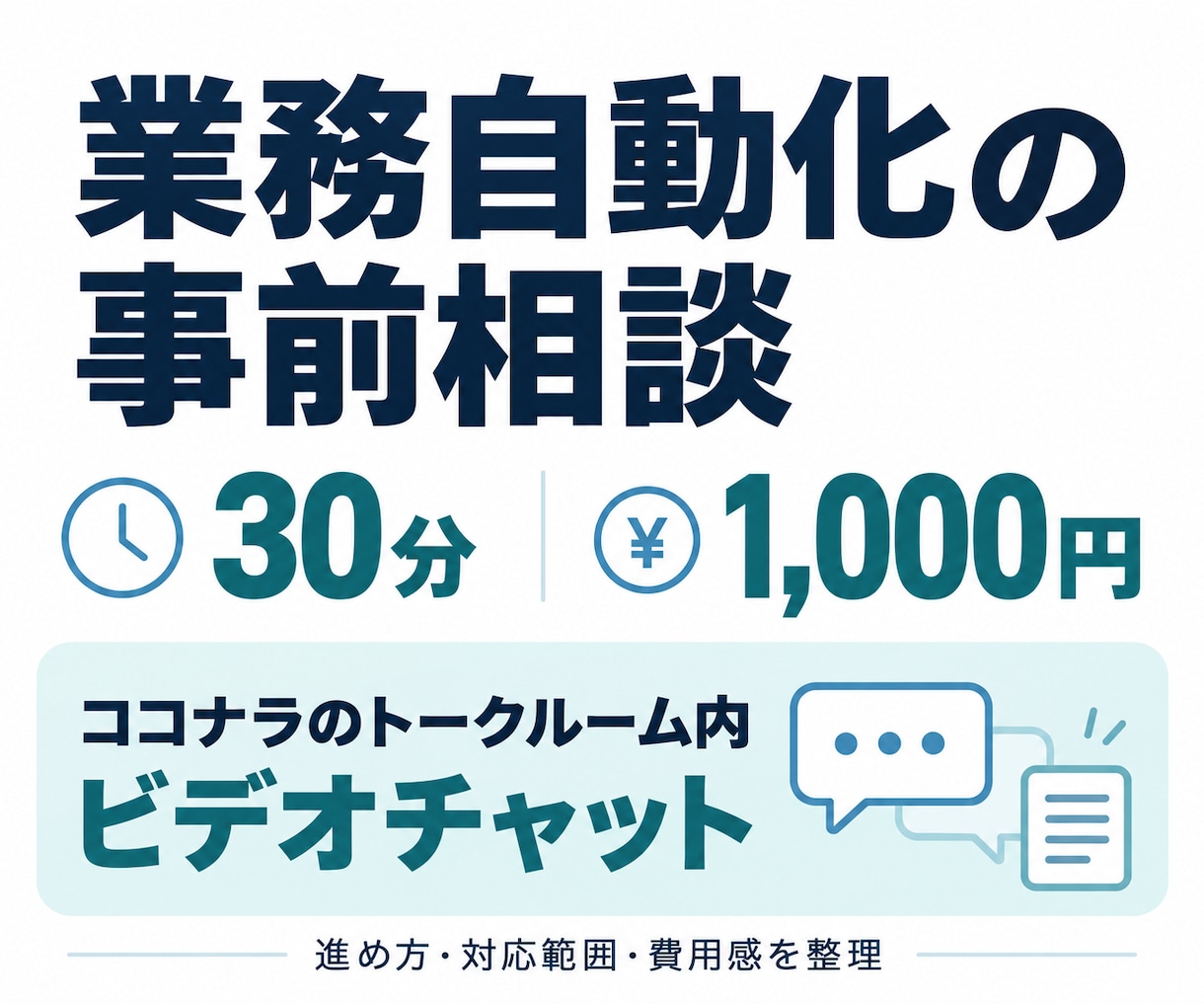 業務自動化の事前相談をビデオチャットで行います 30分で業務を整理し、進め方と費用感をご相談 イメージ1