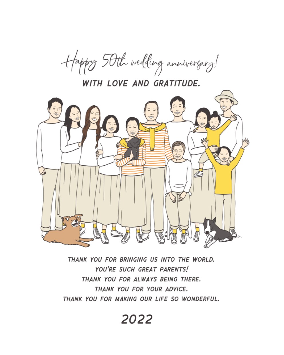 誕生日・還暦祝いに。似顔絵イラスト制作します 古希、傘寿祝い等へのメッセージへの変更も承っております イメージ5