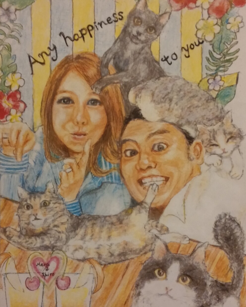 思い出の背景と組み合わせて手描きします アクリル絵の具や色鉛筆であなただけの絵を描きます イメージ6