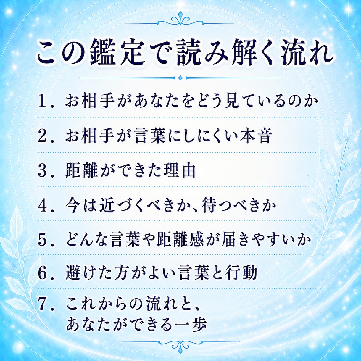 待つべき？動くべき？あの人の本音を読み解きます 圧倒的な情報量・約6,000字の鑑定書をPDFでお届けします イメージ2