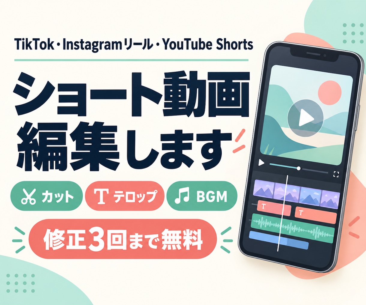 TikTok・リール・ショート動画を編集しますます 見やすい字幕とテンポのよい編集で、伝わる動画に！ イメージ1