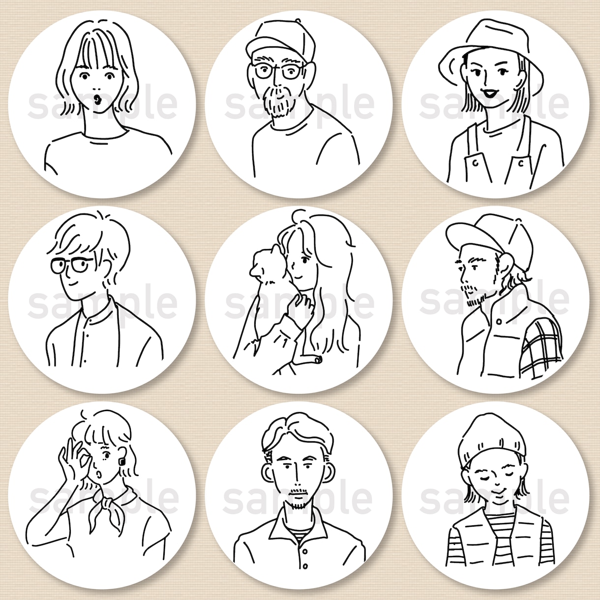シンプルおしゃれな似顔絵イラストアイコン作成します 【線画の似顔絵】SNSやYouTubeのプロフィールに^^ イメージ3