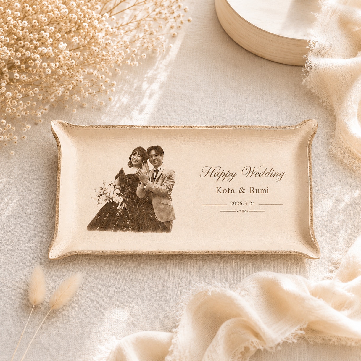 結婚祝い 写真入りレザートレイ作ります 結婚式後のプレゼント・両親贈呈品　ウェディングギフト イメージ7