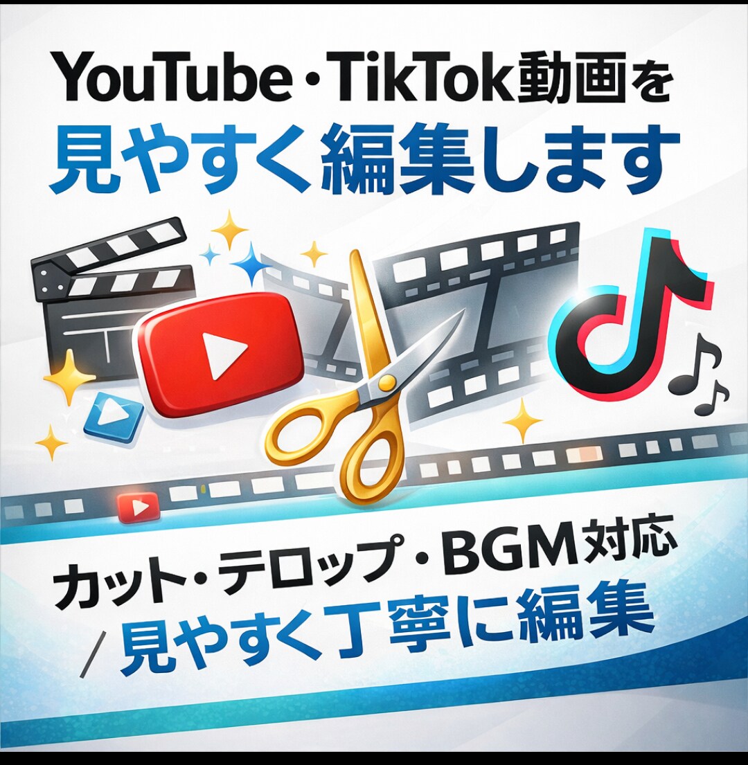 YouTubeTikTok動画を見やすく編集します カット・テロップ・BGM対応/見やすく丁寧に編集 イメージ1