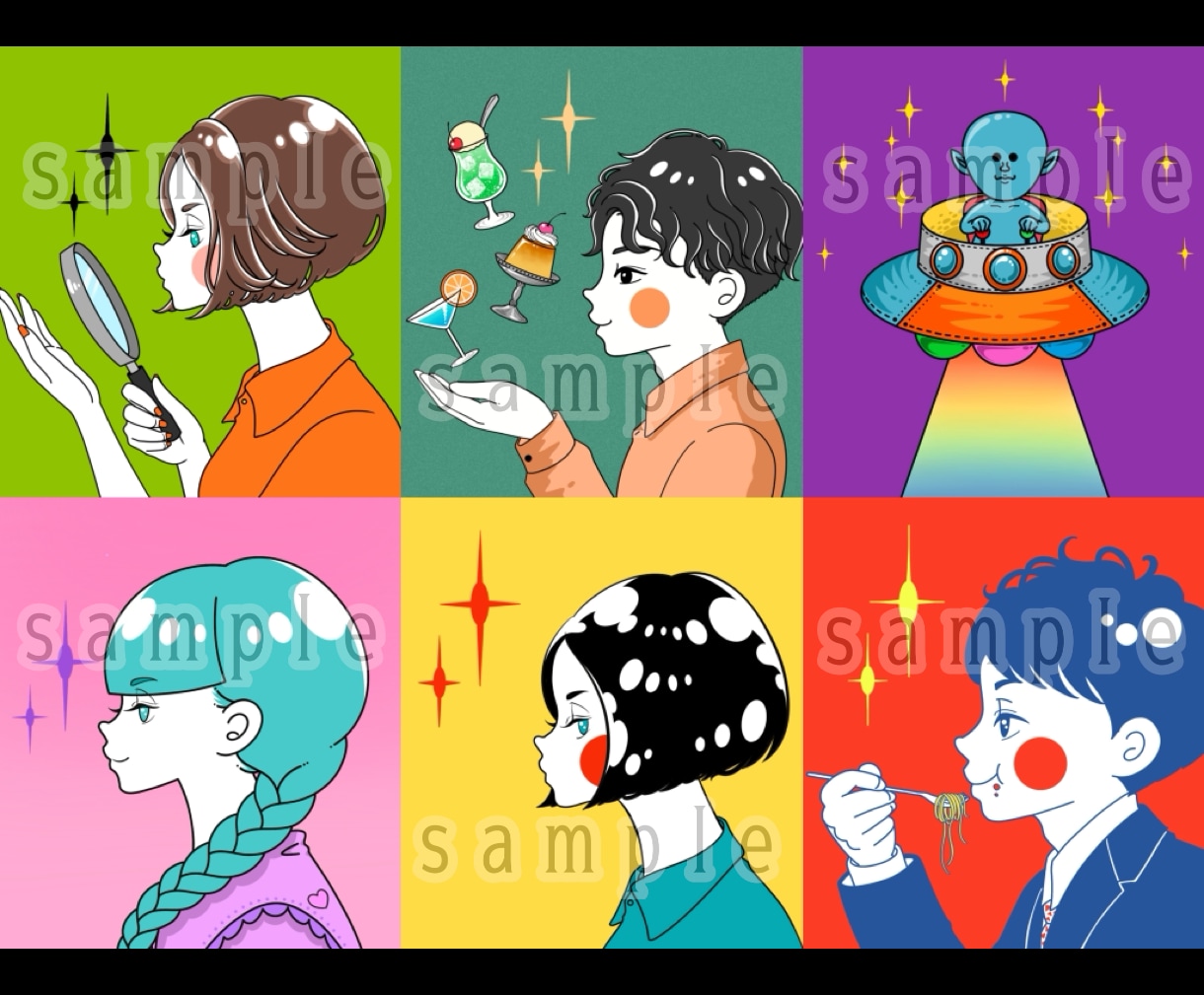 印象に残る◎レトロポップなアイコン描きます 目立つカラー！レトロなタッチと色合いで個性的なイラスト！ イメージ5