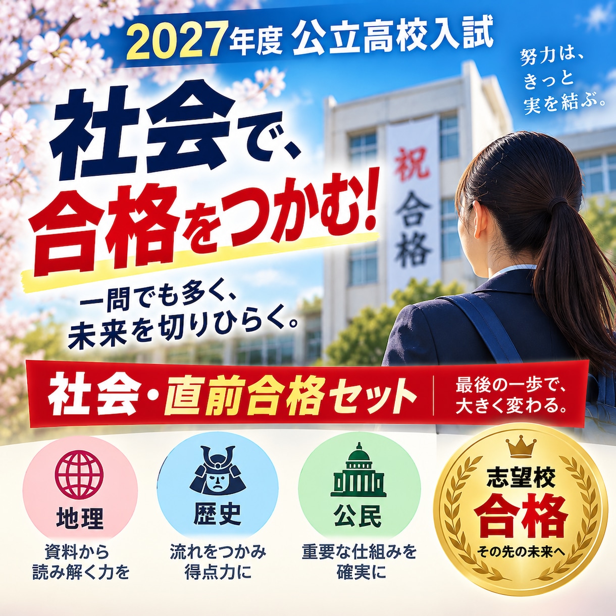 公立高校入試・社会「直前合格セット」を提供します 2027年度入試に対応しています！ イメージ5