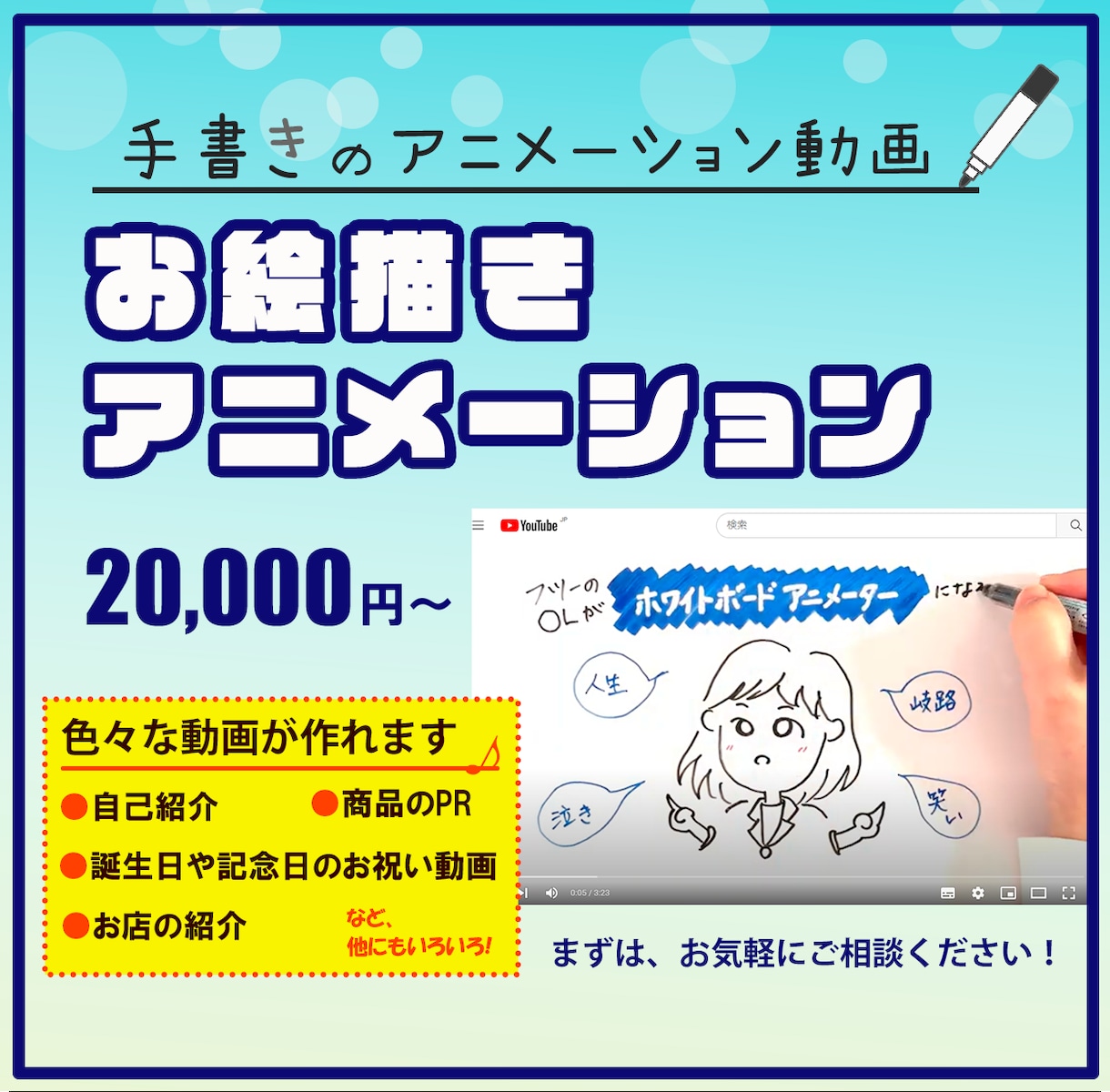 手書きのお絵描きアニメーションを作ります 伝えたい人に伝わるお絵描きアニメーションを制作します！ イメージ1