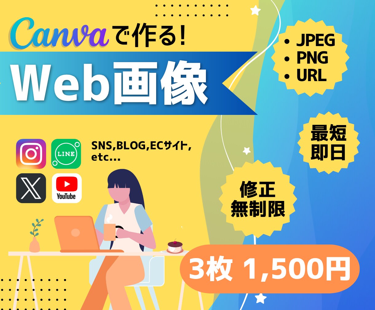 サムネイルなどの画像作成します SNSであなたを伝えるサムネイルを作成します！ イメージ1