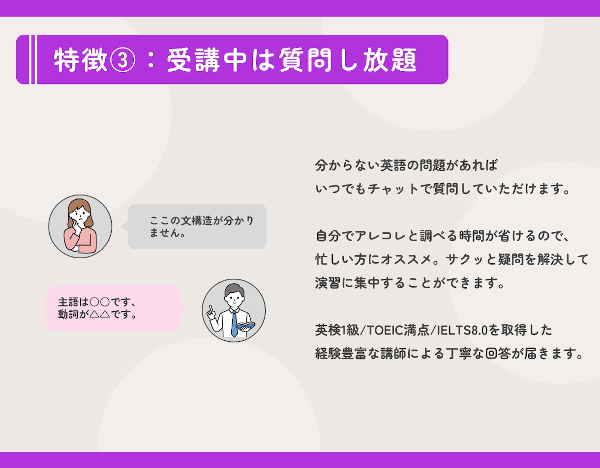 1ヶ月4万円／英語学習コーチングをします 毎週の面談とレッスンで学習を効率的に／毎日のチャットで習慣化 イメージ5