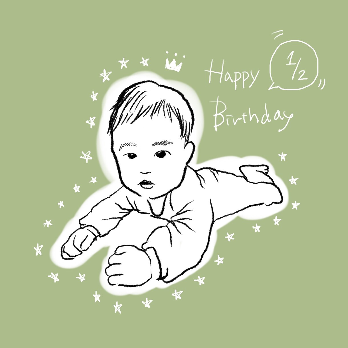 赤ちゃんの似顔絵描きます SNS向けのゆるふわ似顔絵を描きます！セットなら大人もOK イメージ1