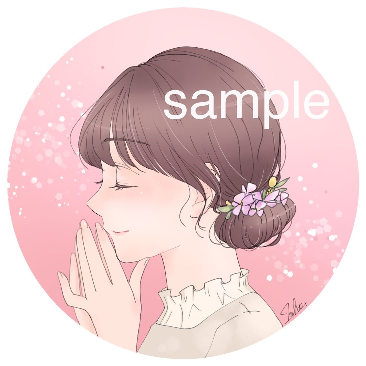 印象に残るやさしい＆儚げな横顔アイコンお描きします 商用利用可◎オプションで背景アニメーションも作成可◎ イメージ1