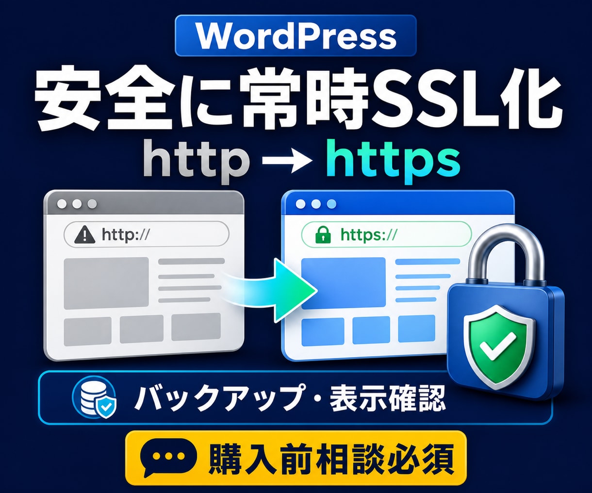 WordPressを安全に常時SSL化します httpからhttpsへ移行しバックアップ後に表示確認 イメージ1