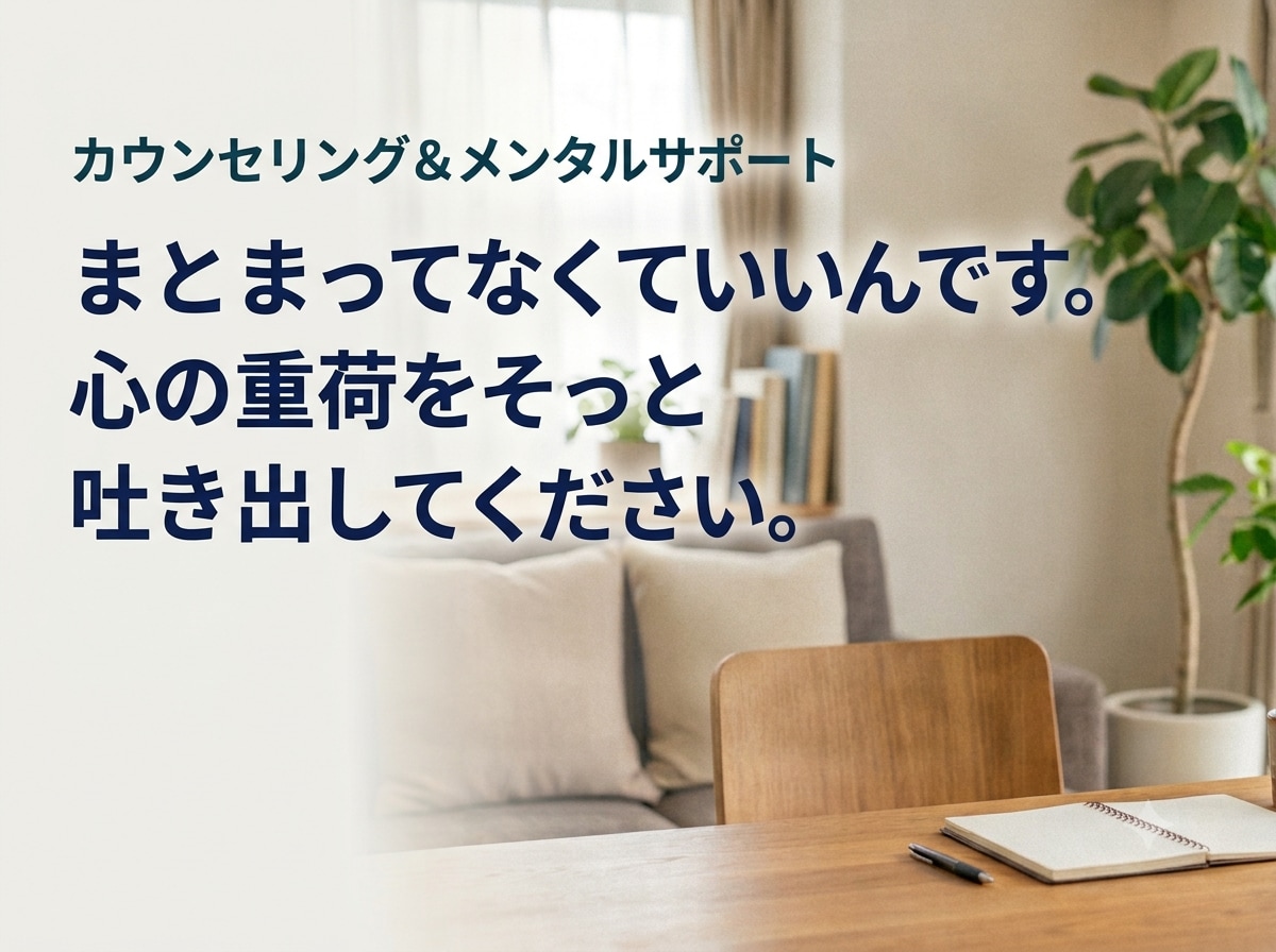 言葉にならないお気持ち、否定せず丁寧にお聴きします 抱え込まないで。職場の悩みから家庭・育児まで寄り添います イメージ1