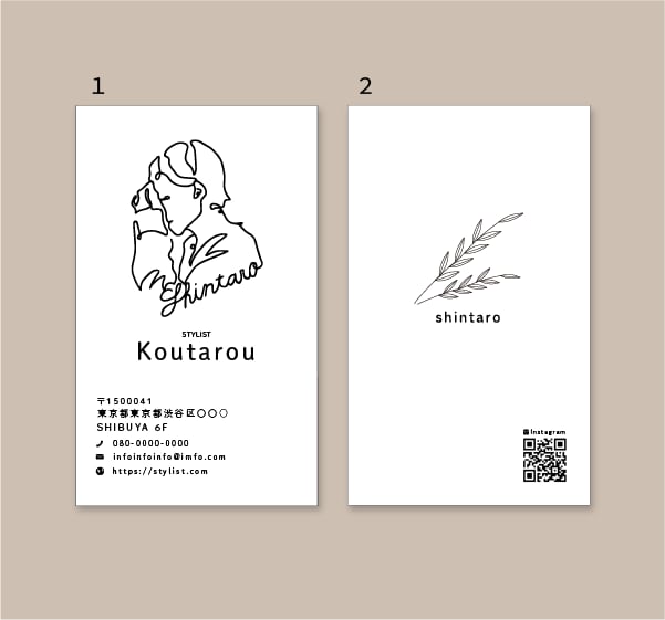 イラスト入り名刺作ります 両面デザイン(カラー込み)＋台紙代(100枚)送料込み イメージ2