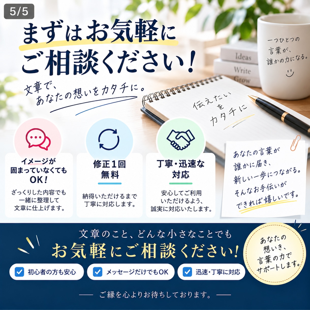 あなたの文章、読みやすく伝わる文章に仕上げます 言いたいことはある。でも文章にできない。そんな悩みを解決！ イメージ5