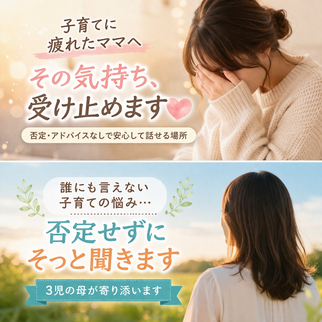 誰にも言えない子育ての悩み、否定せずに聞きます 3児の母が、あなたの気持ちに寄り添います イメージ2