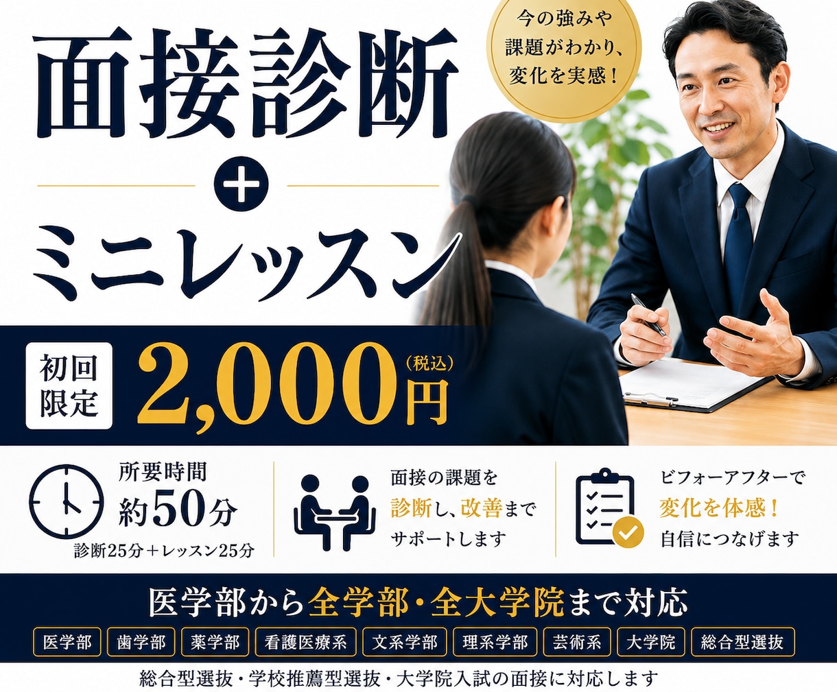 大学入試　医学部　他学部も　面接力診断します 面接塾開くプロ講師の指導！面接診断➕ミニレッスン イメージ1