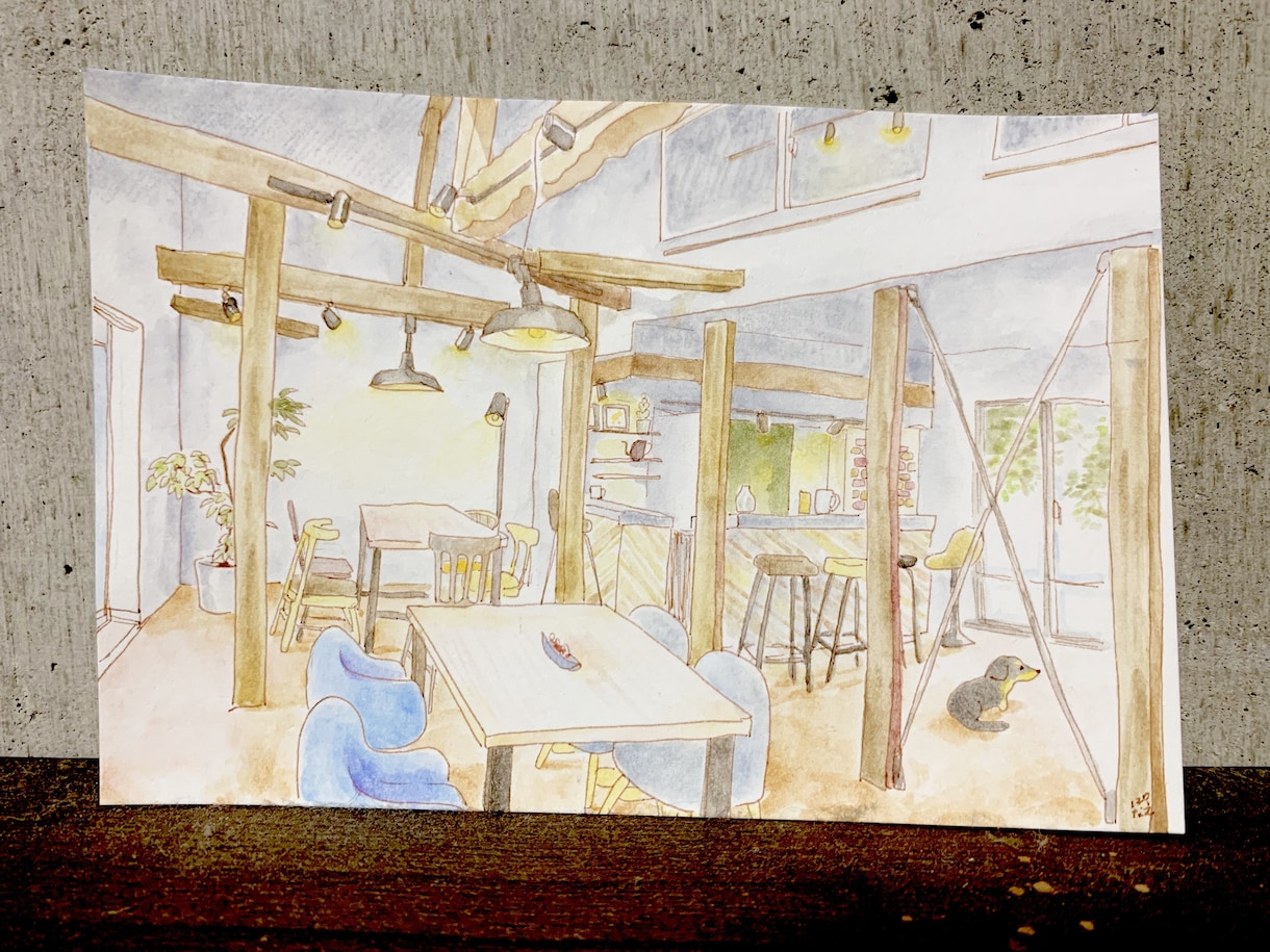 見慣れたお部屋が絵になると尊いと思います 水彩画の優しいタッチで、大好きなペットも一緒に描きます。 イメージ2