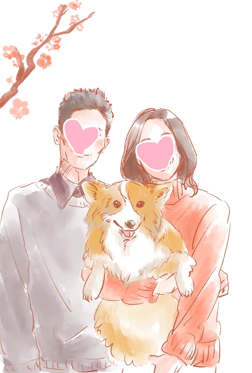 顔写真＋着たい衣装画像でカップルイラスト描きます 【A3可】ウェルカムボード等に使用可能なカップル似顔絵です イメージ9