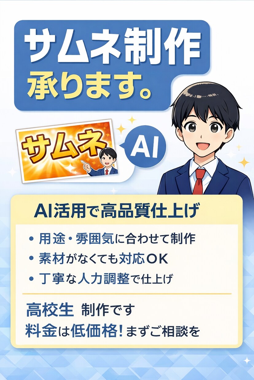 動画ののサムネイル制作承ります 動画のサムネイル制作承ります｜AI活用で高品質・スピード納品 イメージ1