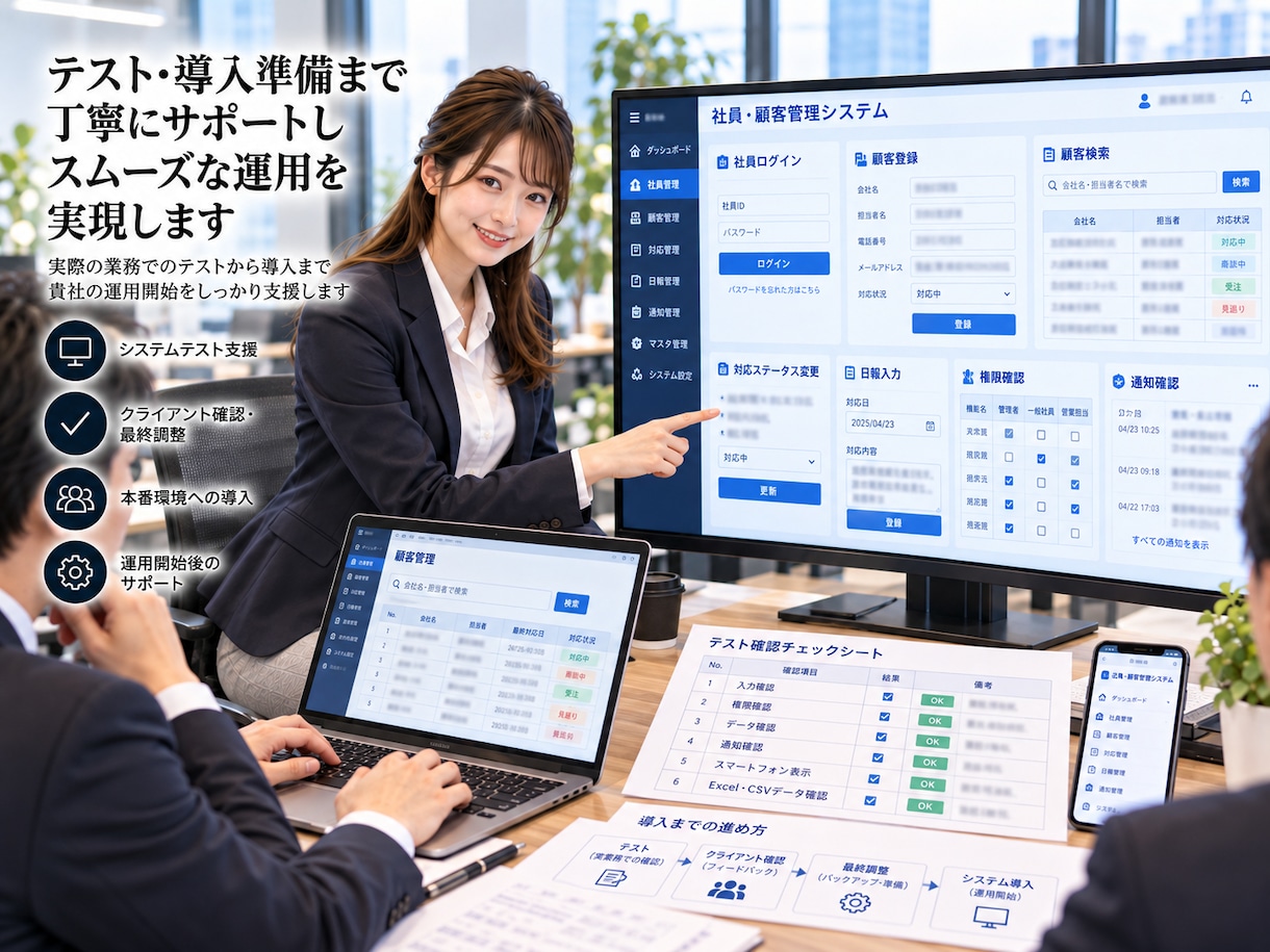 社内管理・顧客管理システムを開発します Excel管理をWeb化し入力・進捗・日報を一元管理します イメージ4