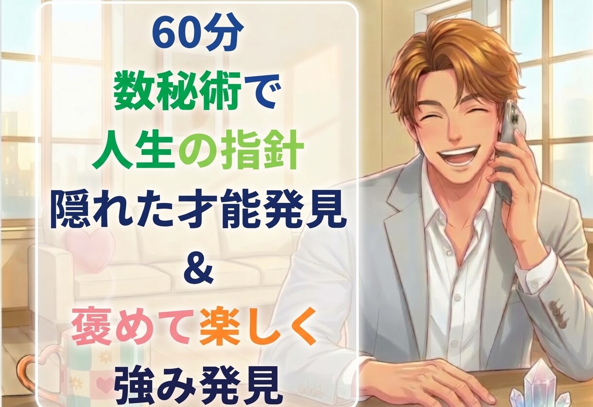 数秘術と対話で圧倒的に褒めまくり強みを発見します 60分で自信復活！絶対肯定の対話で隠れた魅力と強みを引き出し イメージ1