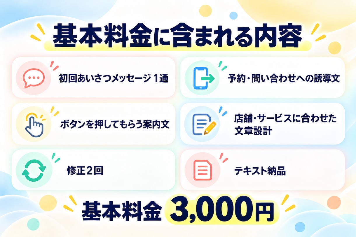 LINE公式の初回あいさつメッセージを作成します 登録後の離脱を防ぎ予約へつながる文章を設計 イメージ3