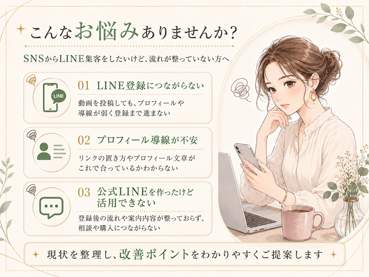 SNSから公式LINEへの集客導線を診断します ショート動画→LINE→相談・購入まで改善点を具体的に提案 イメージ2