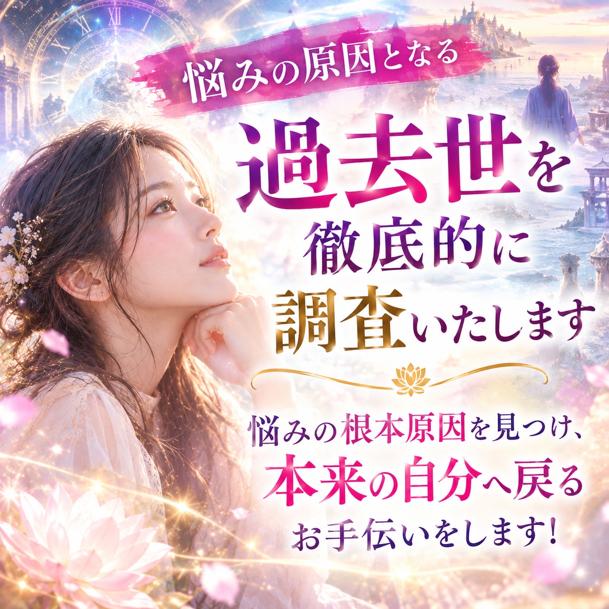 悩みの原因となる過去世を徹底的に調査いたします 悩みの根本原因を見つけ、本来の自分へ戻るお手伝いをします！ イメージ2