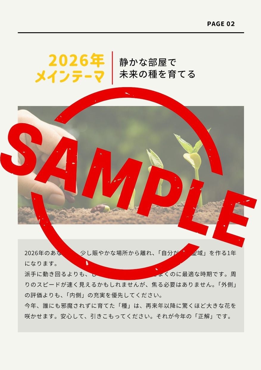 2026年の運勢と攻略法。運気の天気図を作ります 漠然とした不安を消す。あなた専用の「2026年計画書」 イメージ4