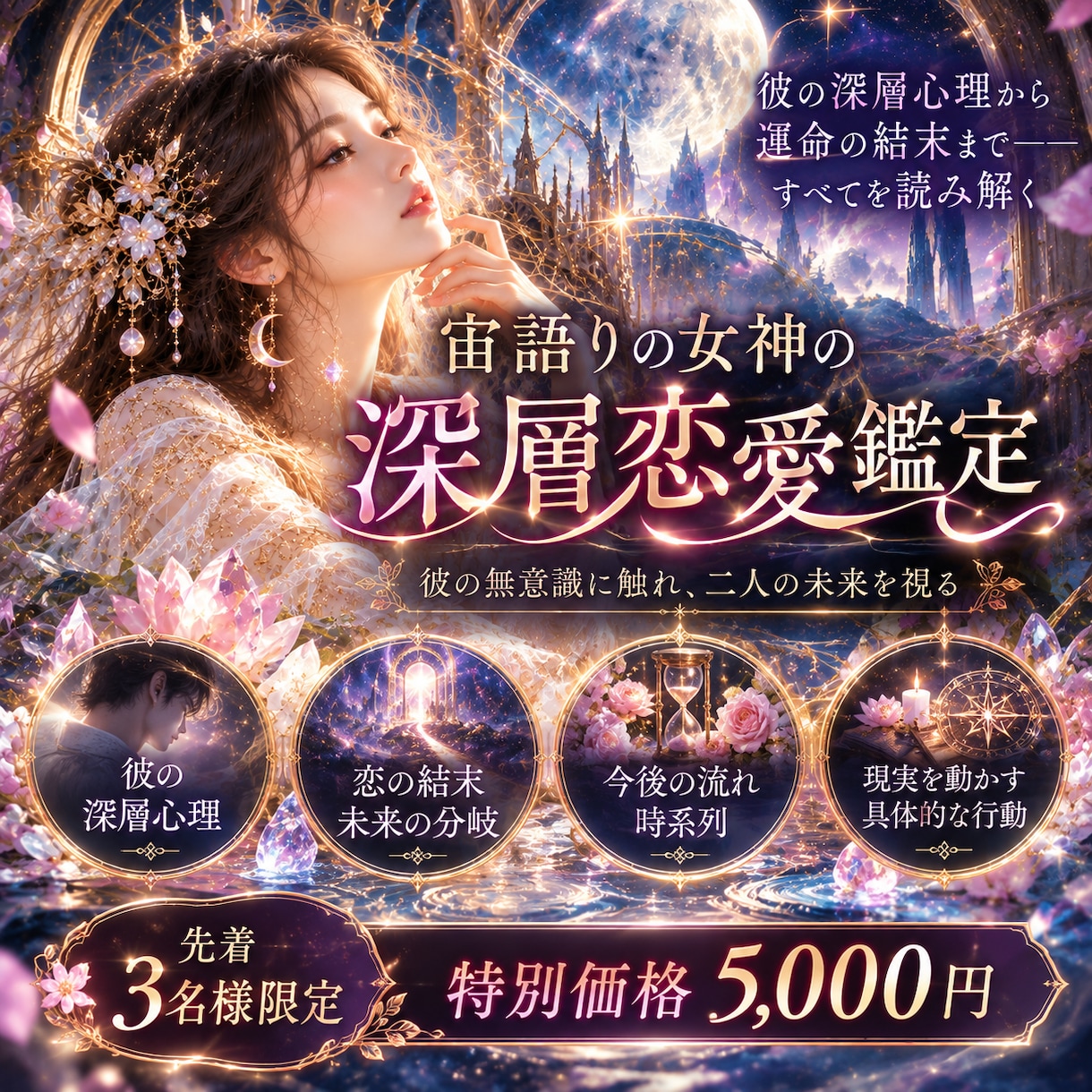 最深恋愛霊視｜宙語りで運命の結末まで完全透視します 復縁・複雑恋愛・音信不通すべての真実と未来を解読 イメージ1