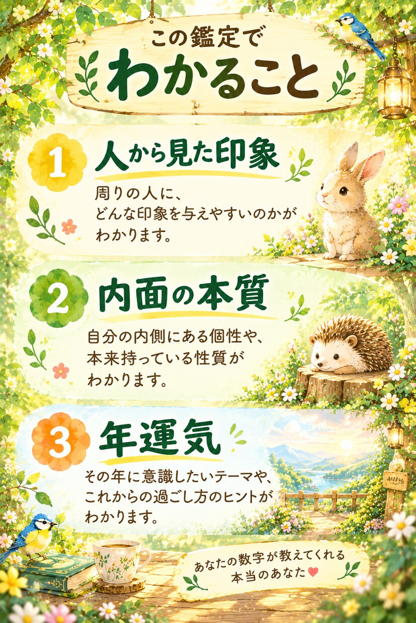生年月日から「数字のメッセージ」で運気を見ます 数秘術であなたの印象や今年の運気を占います！ イメージ2