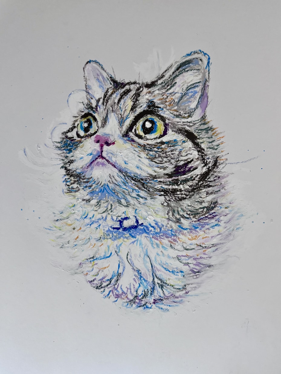 暮らしに飾れるオイルパステル原画を制作します 大切なうちの子を、やさしいタッチの原画で残します。 イメージ6