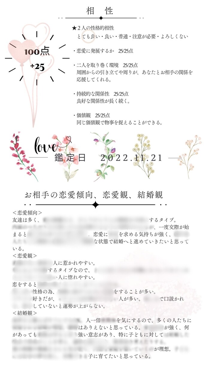 相性診断診断鑑定書作ります サンプル掲載中　相性診断鑑定書作成します。四柱推命で鑑定 イメージ2