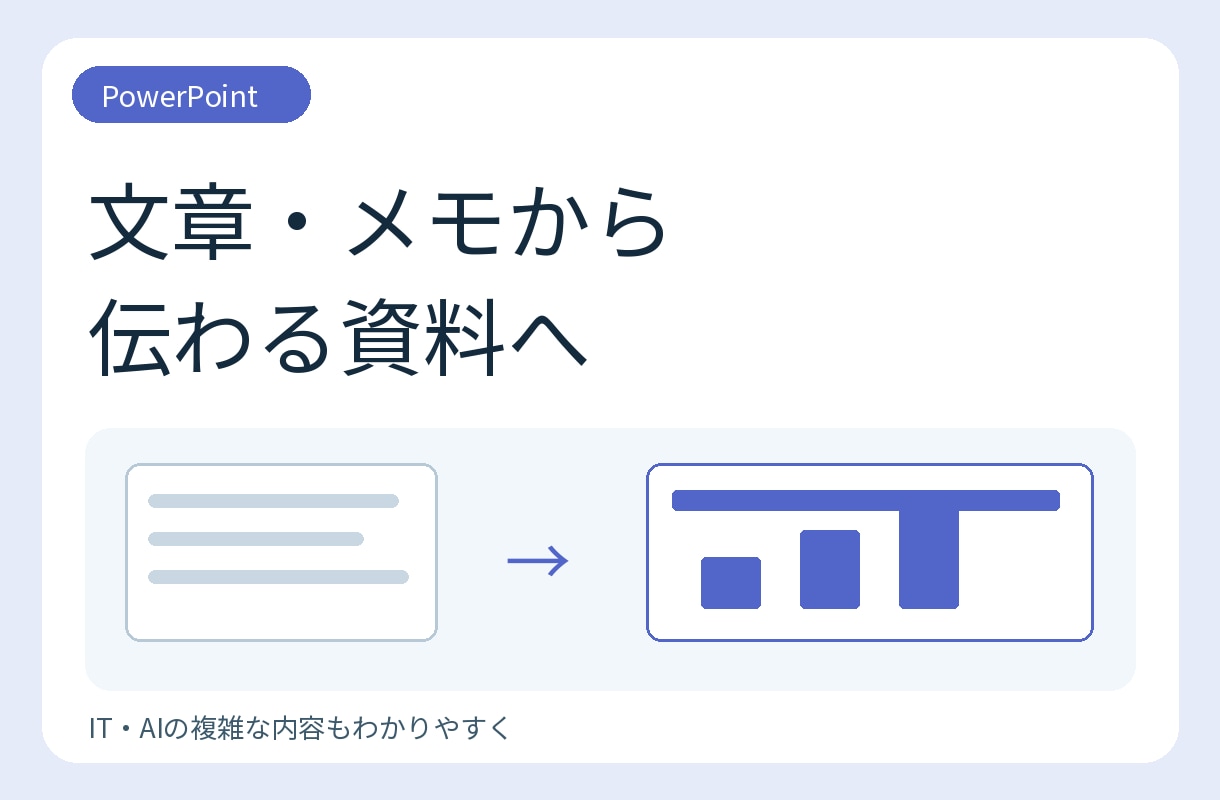 文章やメモから伝わるビジネス資料を作成します 構成未定でも相談OK｜IT・AI資料にも対応 イメージ1