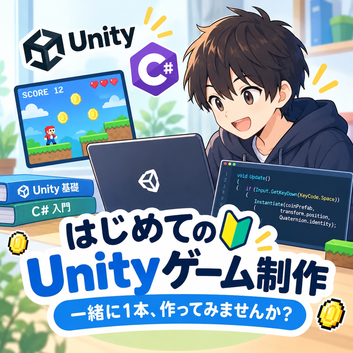 ゲームを作りながらUnityの基礎を学べます 挫折ゼロ✨ゲームを完成させながらプログラミングを徹底解説！ イメージ1