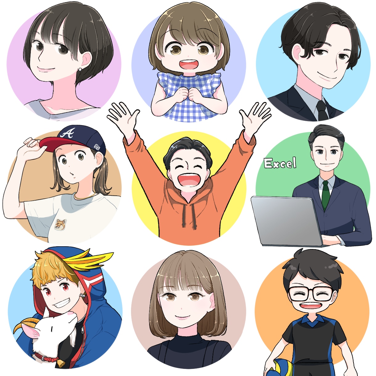 ラフ修正無制限！かわいく個性的なアイコンを描きます ビジネスにも◎ ペット追加、人物追加なども追加料金なしです！ イメージ8