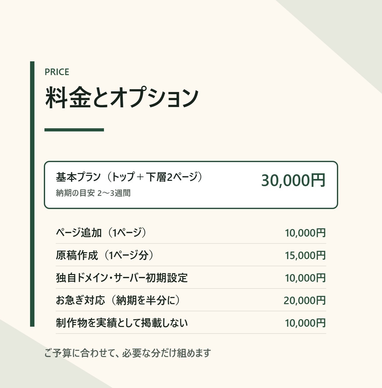 整体院・治療院のホームページ作ります 症状と料金を先に出す構成｜スマホ最優先で設計します イメージ7