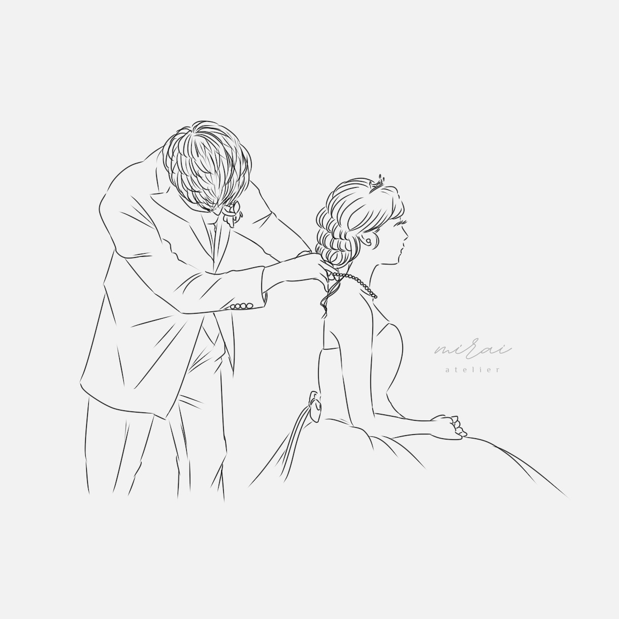 大切なお写真をやさしい線画イラストにします 愛おしい時間をやわらかな線で描きます イメージ3