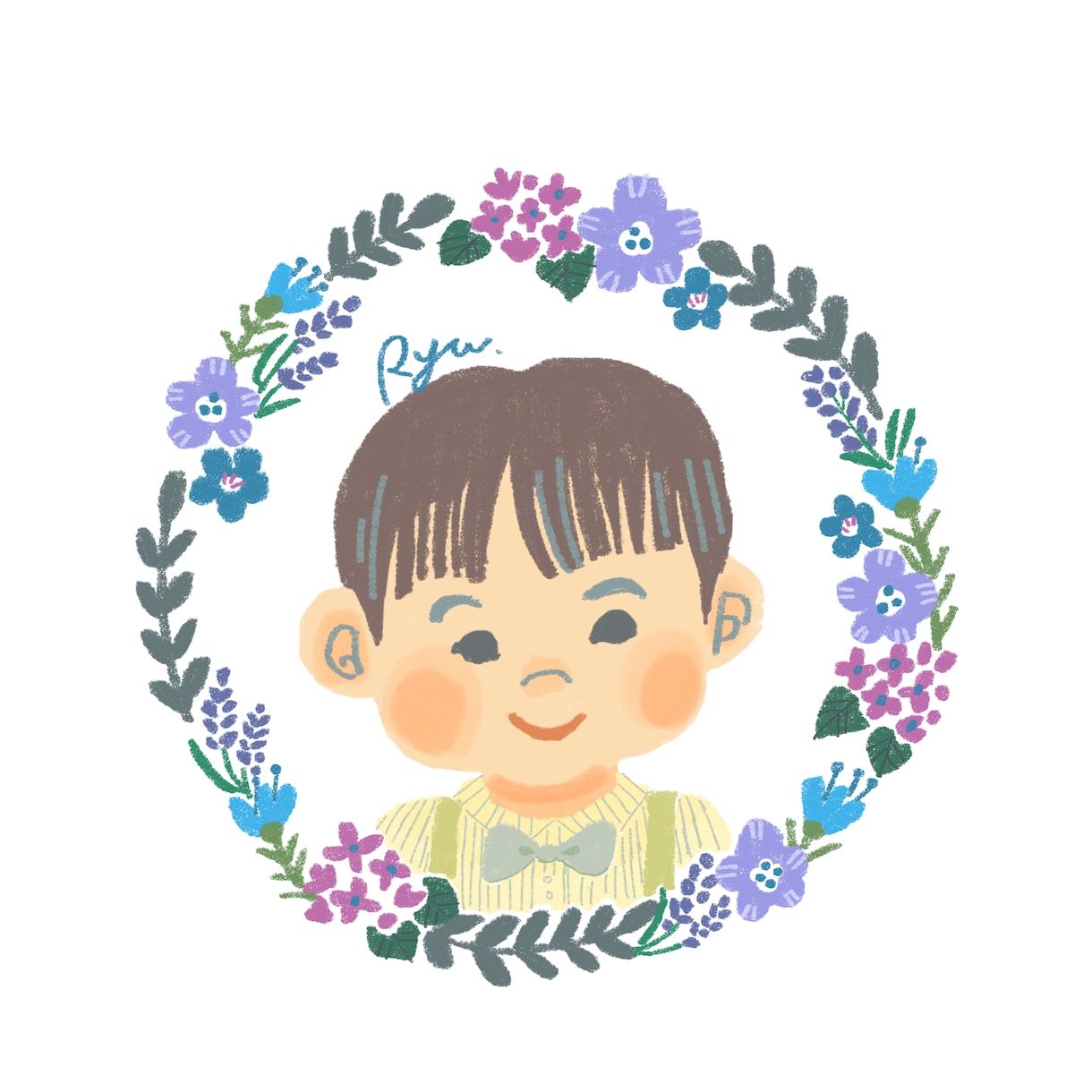 SNSアイコン用　お花いっぱいの似顔絵お描きします 商用利用ok！　＋500円で人物・小物追加可！ペットも歓迎！ イメージ4
