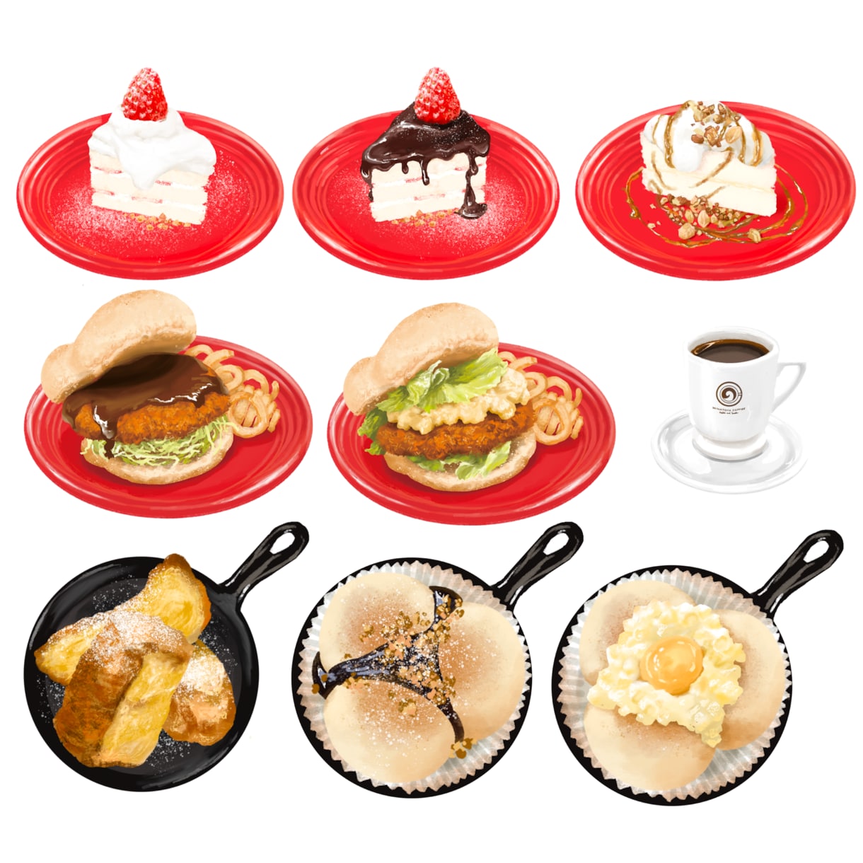 メニュー表に最適！フードイラスト作成します スイーツ、和食、何でもOK。写真よりも美味しく描きます！ イメージ1