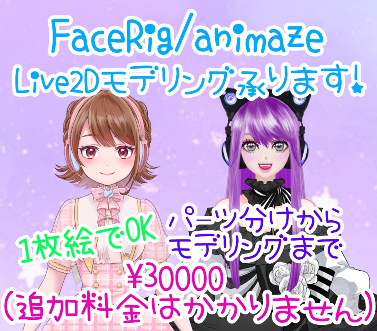Vtuber/Live2Dモデリング致します パーツ分けからモデリングまで。追加料金はかかりません。 イメージ1