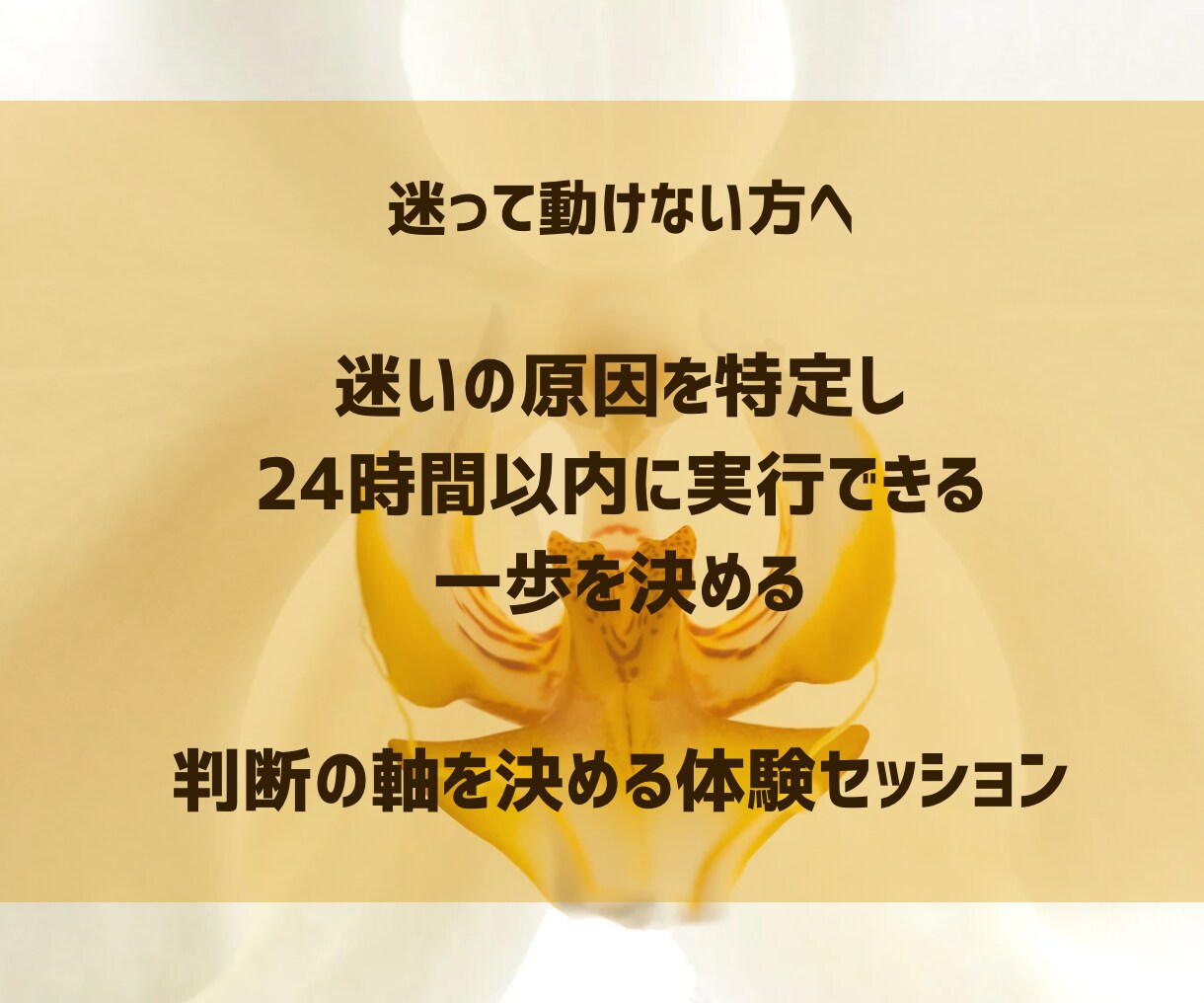 60分　迷って動けない方へ｜判断の軸を見つけます 迷いの原因を特定し、24時間以内に実行できる一歩を決める イメージ1